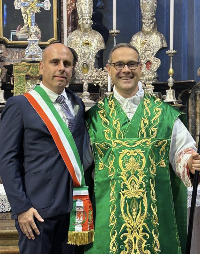 Il saluto del sindaco di Garbagna Novarese Fabiano Trevisan a Don Diego Lauretta