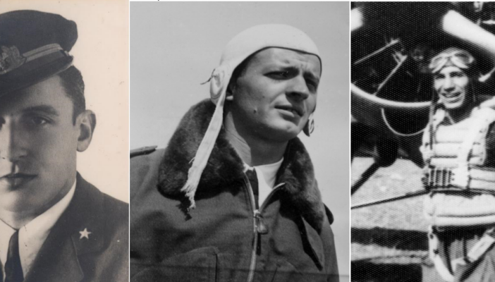 A sinistra: il Ten. Silvio Cella; al centro: il magg. C.E. Buscaglia; a dx: il serg. magg. Teresio Martinoli