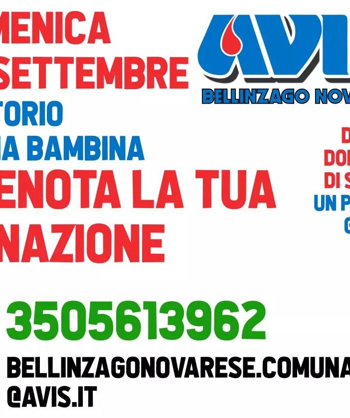Domenica mattina all’Oratorio Maria Bambina di Bellinzago sarà presente l’emoteca dell’Avis