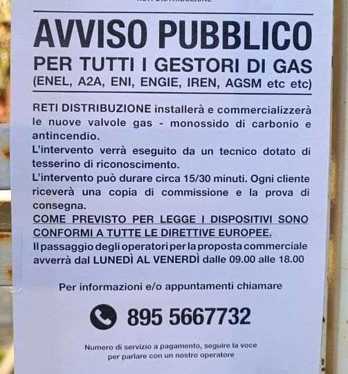Cartelli falsi sulla commercializzazione di valvole gas