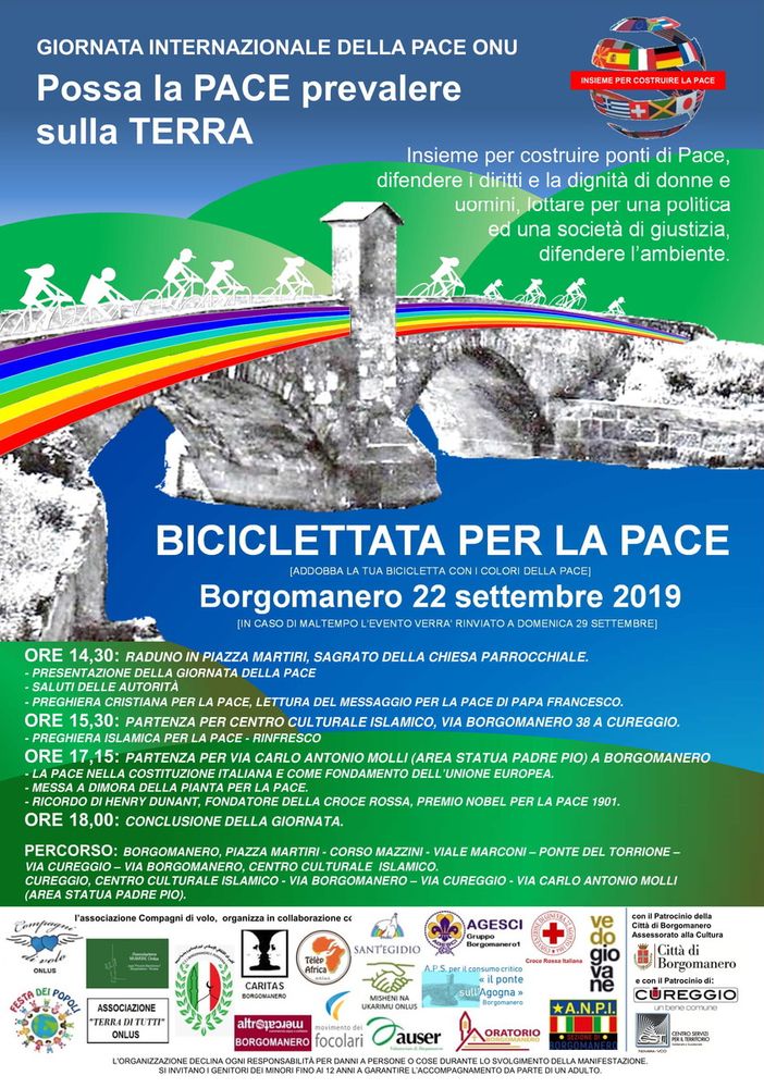 A Borgomanero la “Biciclettata per la pace”