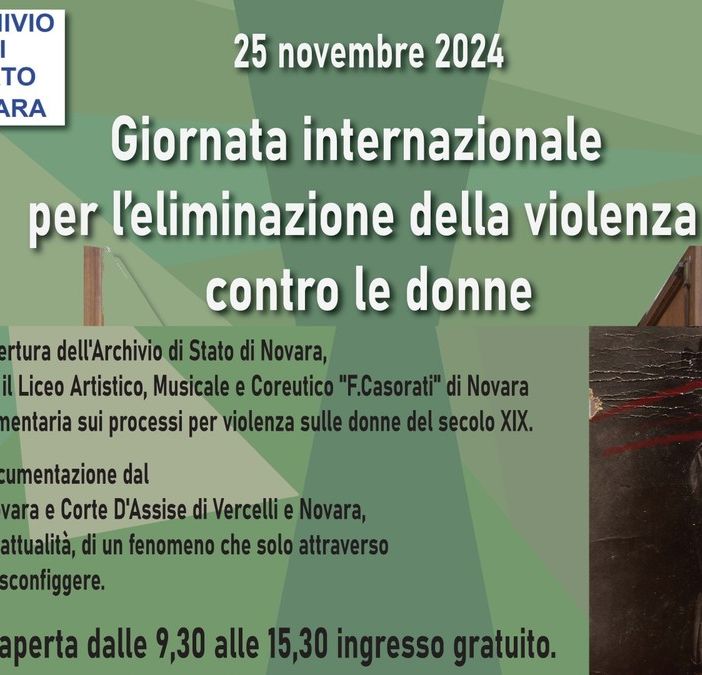 L'Archivio di Stato di Novara celebra la giornata contro la violenza sulle donne