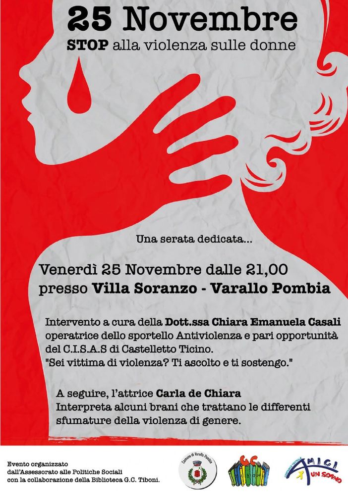 Varallo Pombia, una serata contro la violenza sulle donne