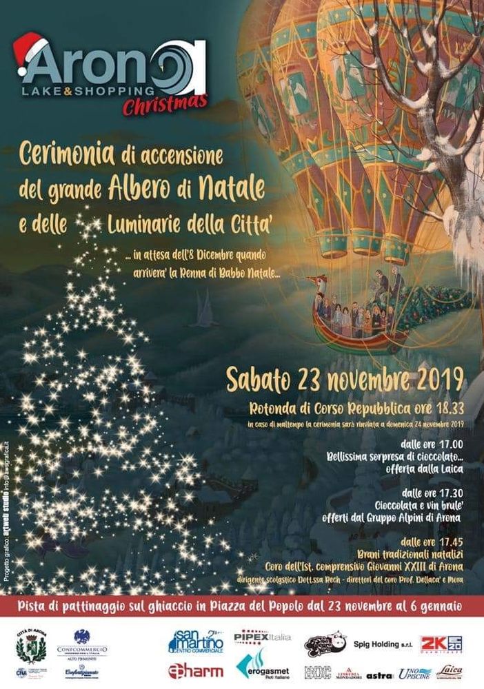 Cerimonia di Accensione del Grande Albero e delle Luminarie: il 23 novembre “Arona Lake&amp;Shopping Christmas”