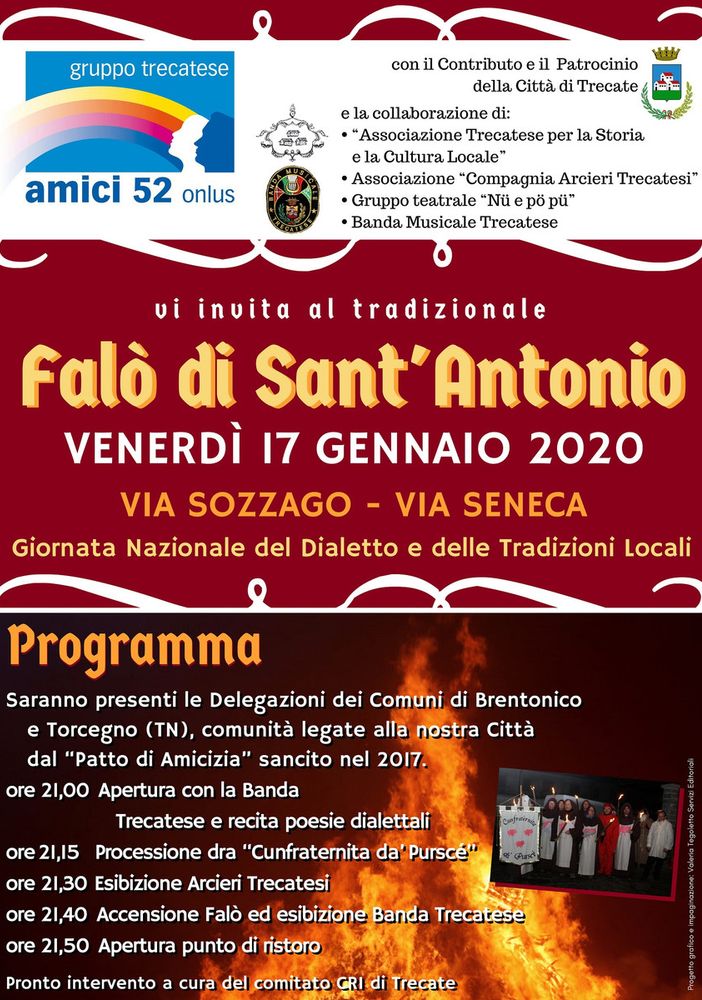 Trecate, tradizionale falò di Sant'Antonio il 17 gennaio