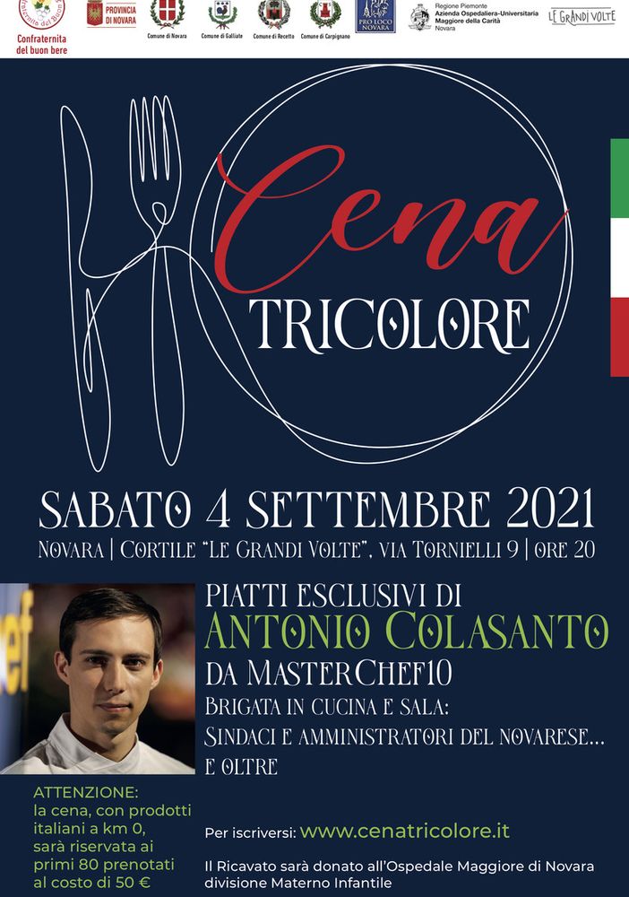 Si svolgerà il 4 settembre la ‘Cena Tricolore’ di beneficenza per la pediatria dell’Ospedale Maggiore