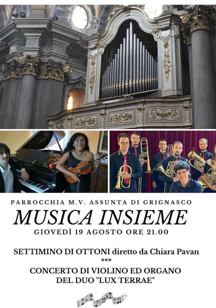 Questa sera concerto d’organo e violino alla parrocchiale di Grignasco