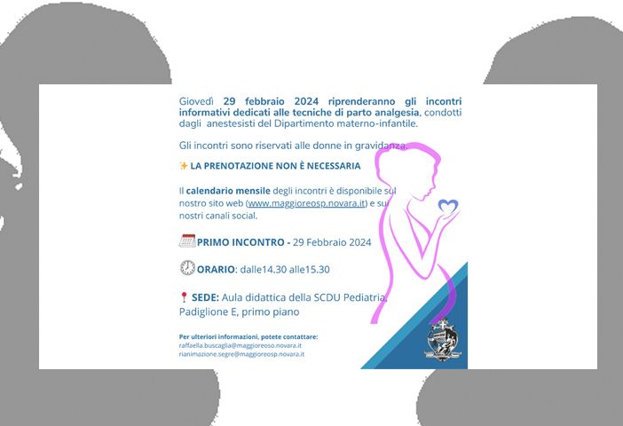 Riprendono gli incontri informativi sulla partoanalgesia al Dipartimento Materno-Infantile