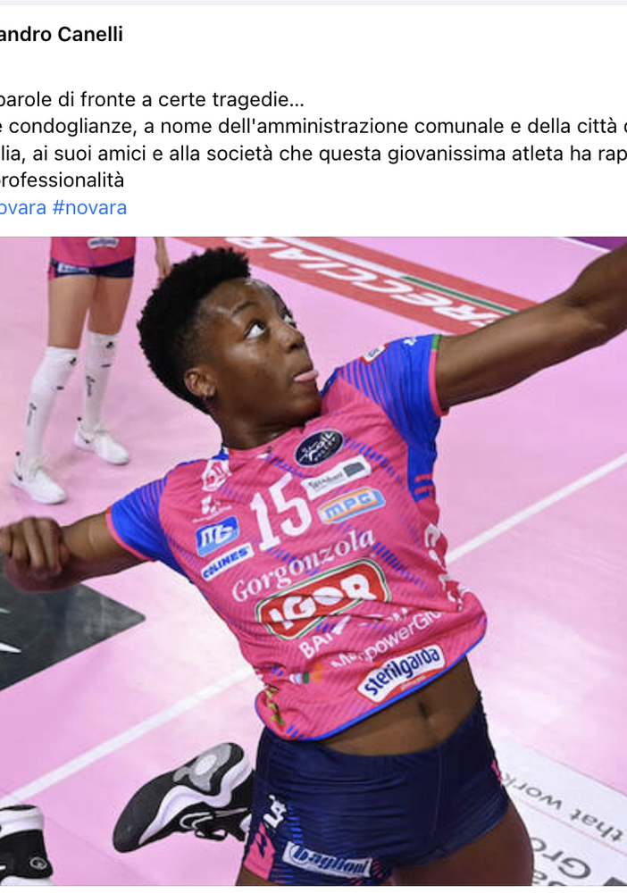 Canelli sulla morte di Julia Ituma: &quot;Non ci sono parole di fronte a tragedie simili&quot;