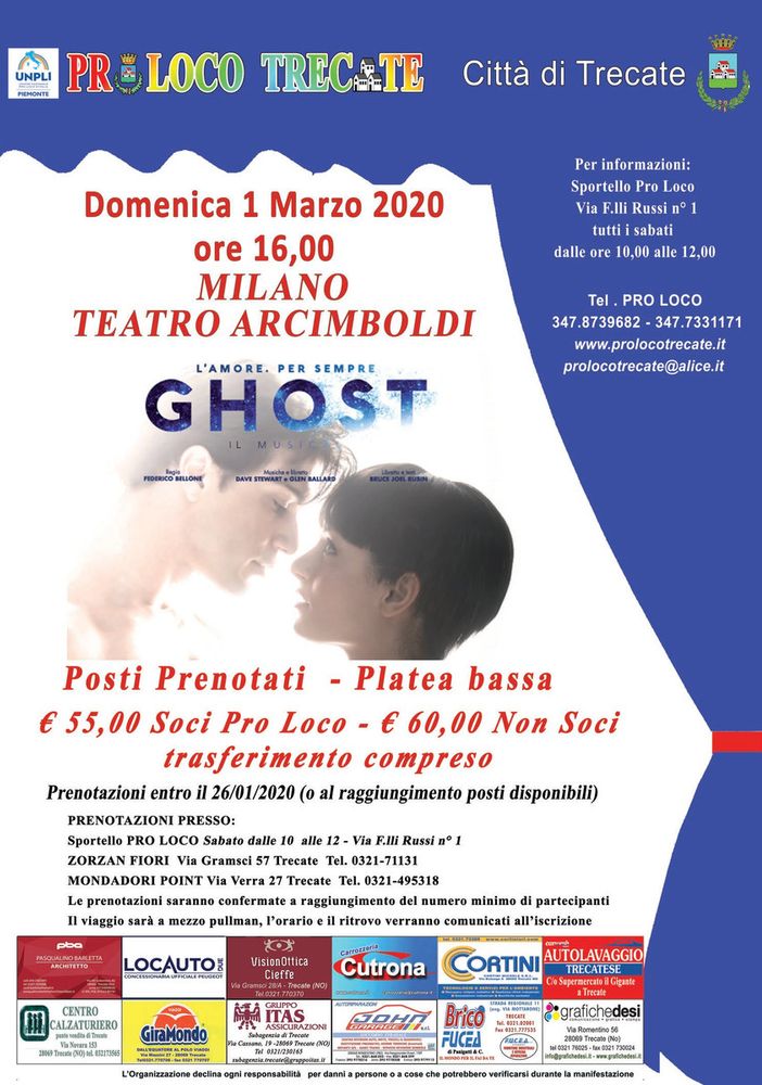 “Ghost” al Teatro Arcimboldi con la Pro Loco di Trecate