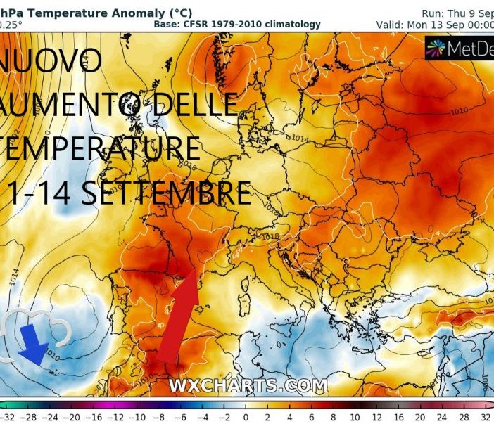 Ultimi giorni di estate settembrina poi dal giorno 14 crollo delle temperature