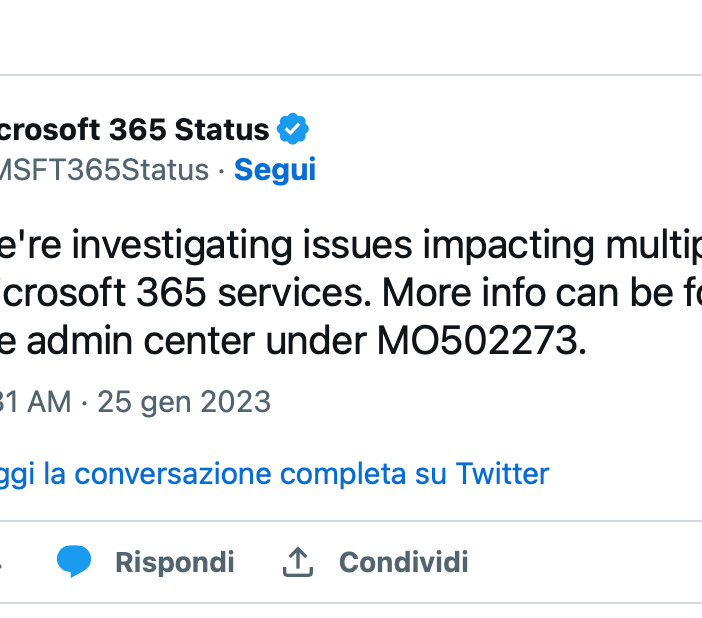 Problemi con i server dei servizi Microsoft