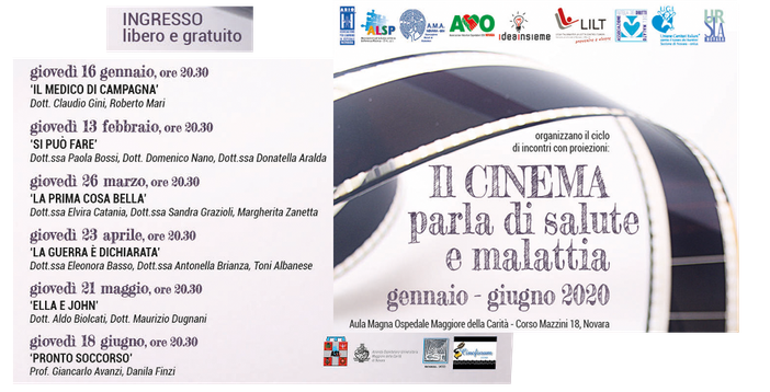 Progetto "Il cinema parla di salute - malattia": l'iniziativa ha lo scopo di sensibilizzare la cittadinanza sui problemi della salute attraverso l’utilizzo del cinema Progetto "Il cinema parla di salute - malattia": l'iniziativa ha lo scopo di sensibilizzare la cittadinanza sui problemi della salute attraverso l’utilizzo del cinema