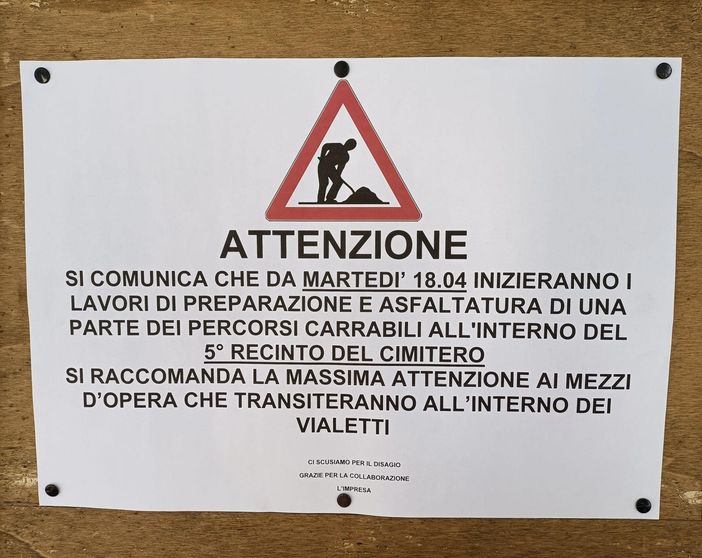 ‍Trecate: da domani partono le asfaltature dei vialetti  nel quinto recinto del cimitero comunale