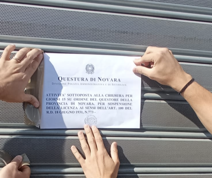 Chiusura di un esercizio commerciale a Novara dopo un episodio violento Chiusura di un esercizio commerciale a Novara dopo un episodio violento