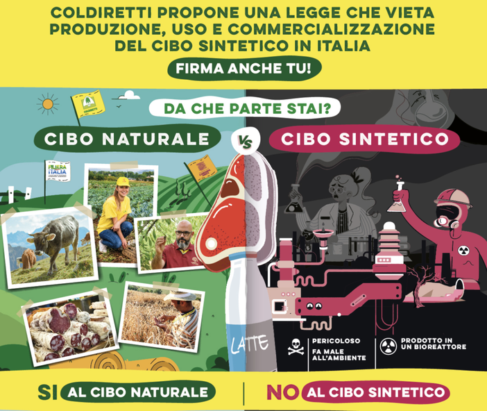Coldiretti: oltre mezzo milione di firme per dire no al cibo sintetico