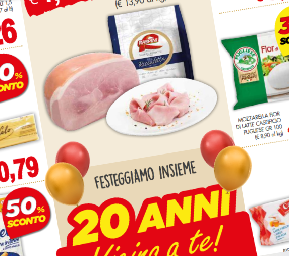 Sono in corso le promozioni su tantissimi prodotti da Prestofresco, in occasione del 20 anniversario