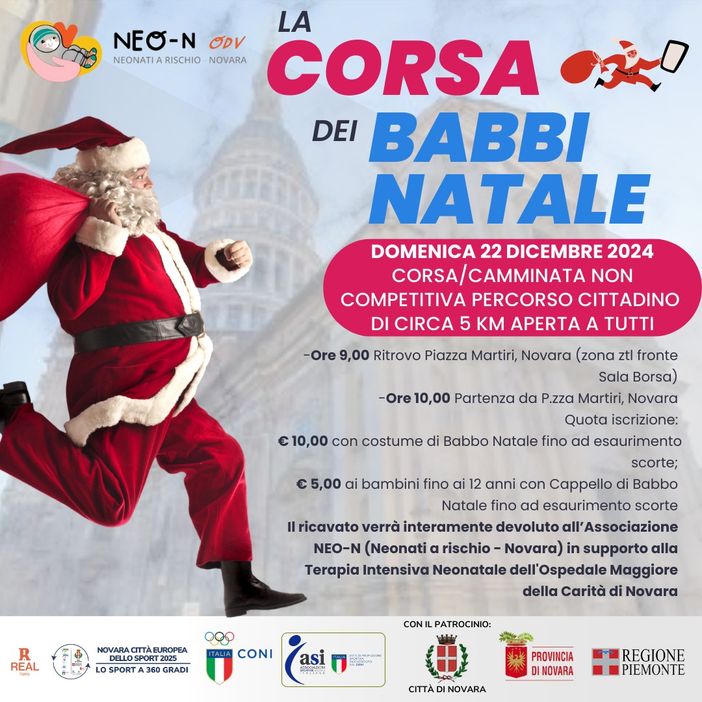 Corsa dei Babbi Natale: sport e solidarietà nel cuore di Novara Corsa dei Babbi Natale: sport e solidarietà nel cuore di Novara