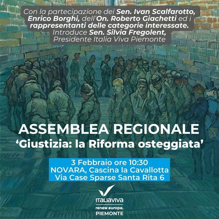 Italia Viva, assemblea regionale tematica a Novara: ”Giustizia: la riforma osteggiata”