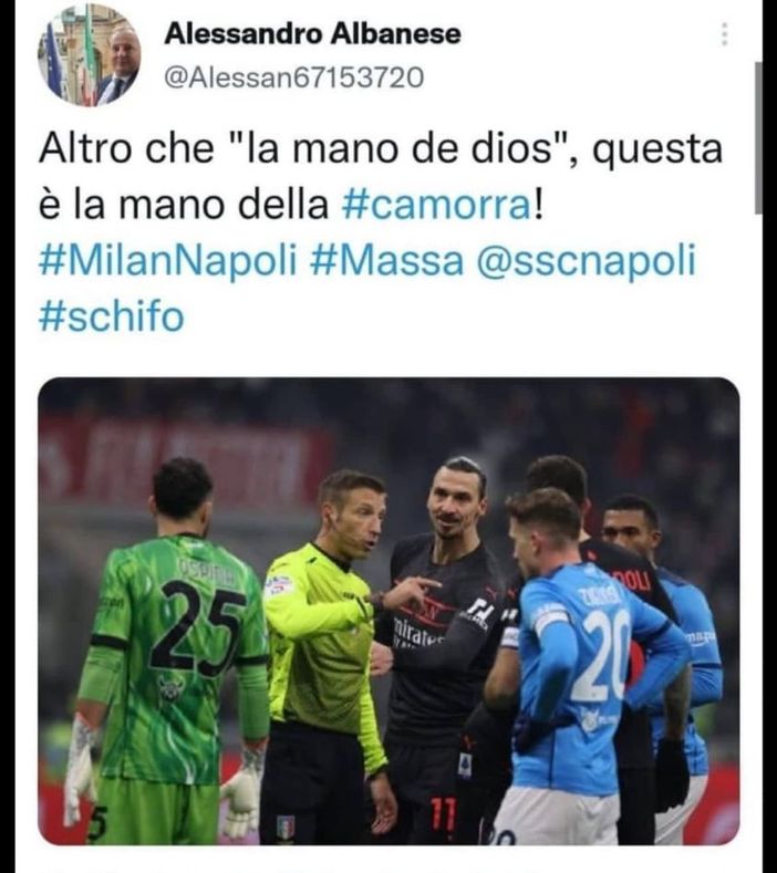 “Altro che la mano de Dios, questa è la mano della camorra!” vicesindaco di Cerano nella bufera