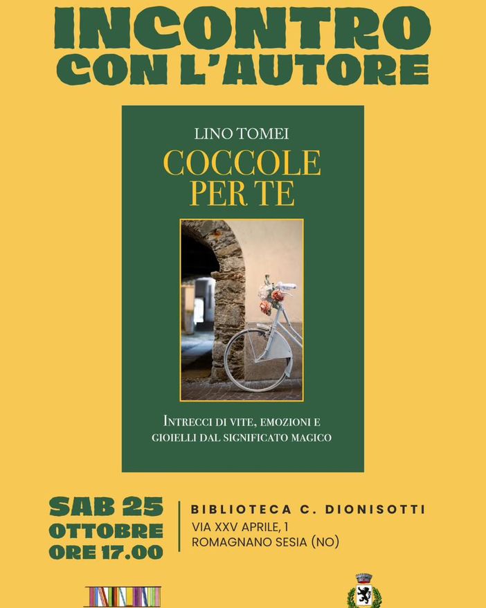 Romagnano Sesia, incontro con l’autore Lino Tomei e il suo libro “Coccole per te”