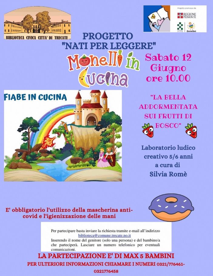 Sabato 12 alla biblioteca di Trecate “Monelli in cucina – La bella addormentata sui frutti di bosco”