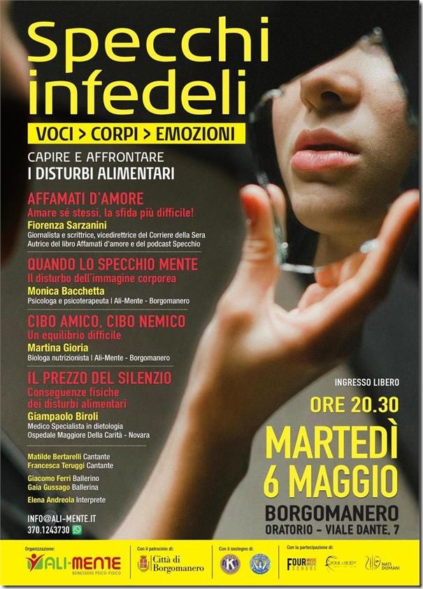 “Specchi infedeli”: martedì 6 maggio a Borgomanero una serata per riflettere sui disturbi alimentari