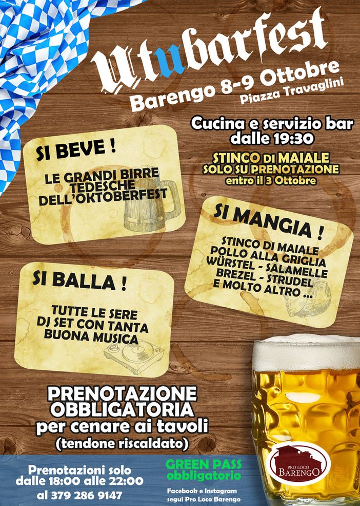 l’8 e 9 ottobre si svolgerà l’Utubar Fest di Barengo