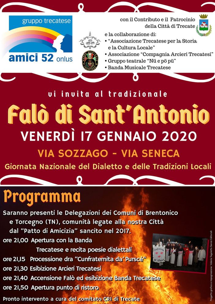 Trecate, tradizionale falò di Sant'Antonio il 17 gennaio Trecate, tradizionale falò di Sant'Antonio il 17 gennaio