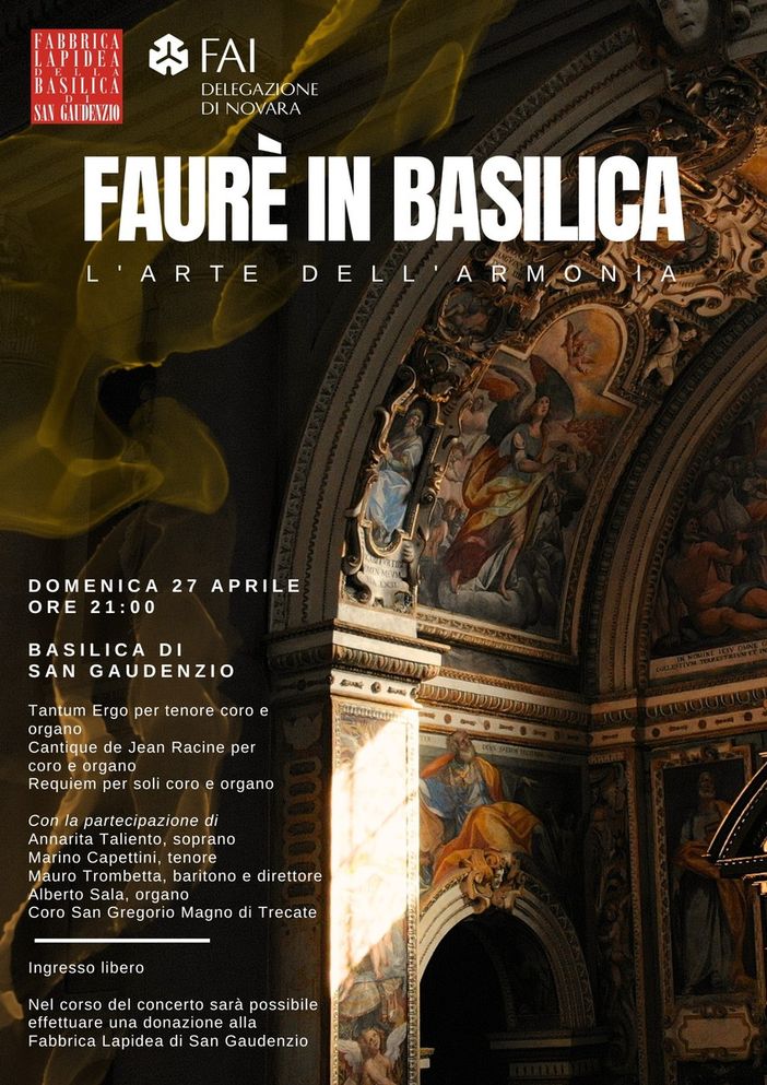 “Fauré in Basilica”: a Novara un concerto di beneficenza tra musica e solidarietà “Fauré in Basilica”: a Novara un concerto di beneficenza tra musica e solidarietà