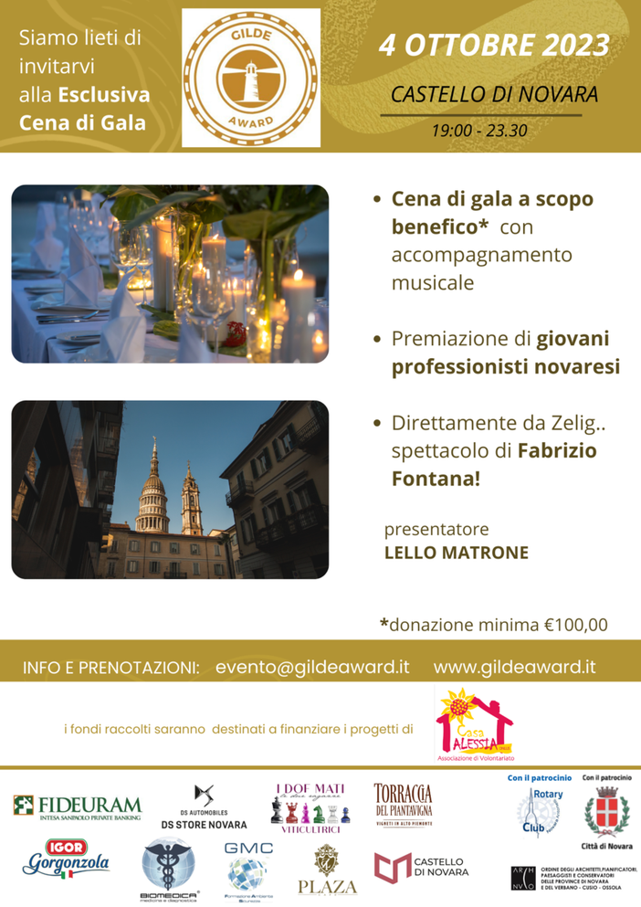 Arriva a Novara la prima edizione del “Gilde Award”
