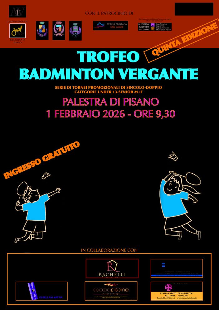 Trofeo Badminton Vergante, si apre la quinta edizione con la prova di doppio