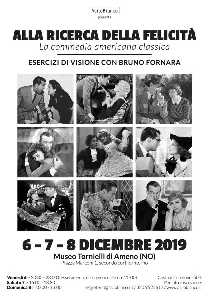 Torna l’atteso appuntamento con il critico cinematografico Bruno Fornara. Quest'anno il tema del corso sarà la commedia americana classica