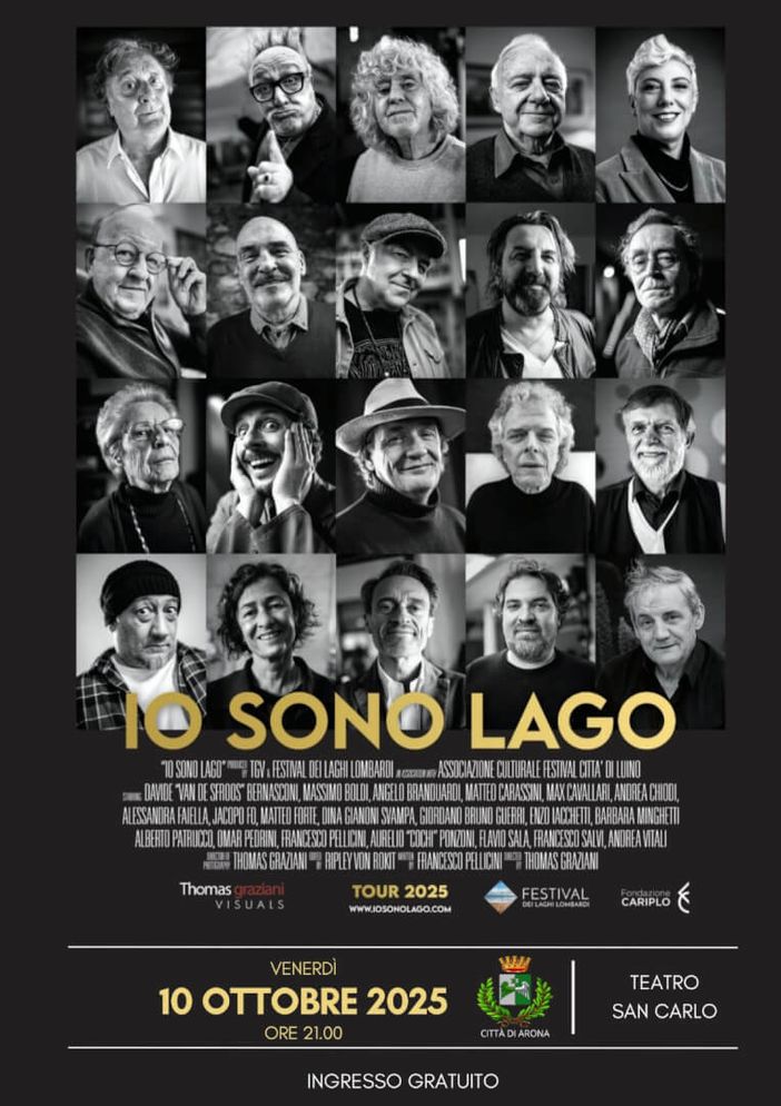 Arona, al Teatro San Carlo arriva “Io sono Lago”: il viaggio tra arte, natura e identità dei laghi del Nord Italia
