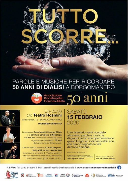 Tutto scorrre: parole e musiche per ricordare i 50 anni di dialisi a Borgomanero