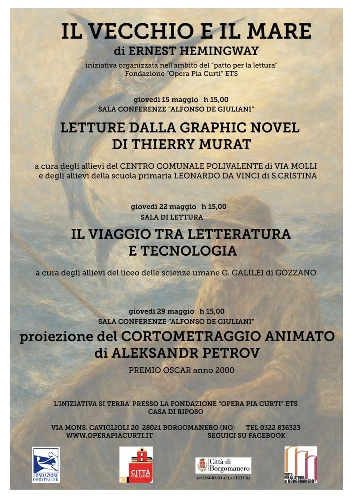 Il vecchio e il mare: tre appuntamenti alla “Opera Pia Curti” tra letteratura, immagini e tecnologia