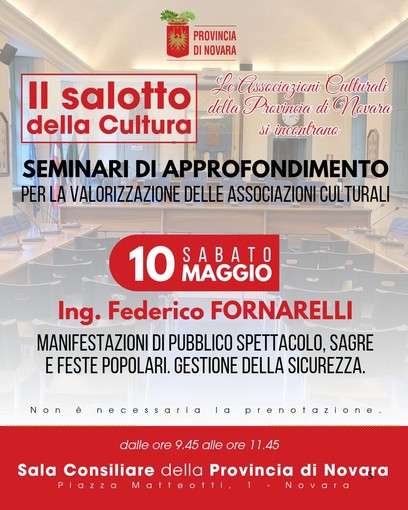 Il Salotto della Cultura, ultimo appuntamento il 10 maggio con un focus su sicurezza ed eventi pubblici