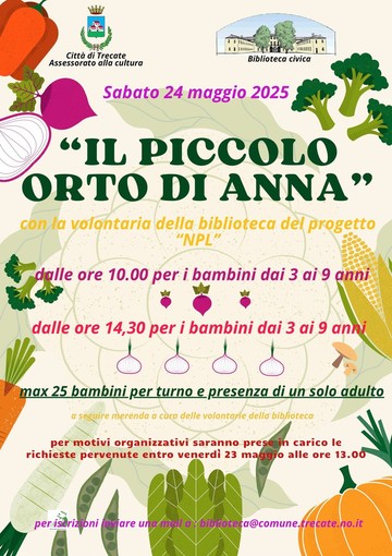 “Il piccolo orto di Anna”: laboratorio ludico-creativo per bambini alla Biblioteca Civica di Trecate