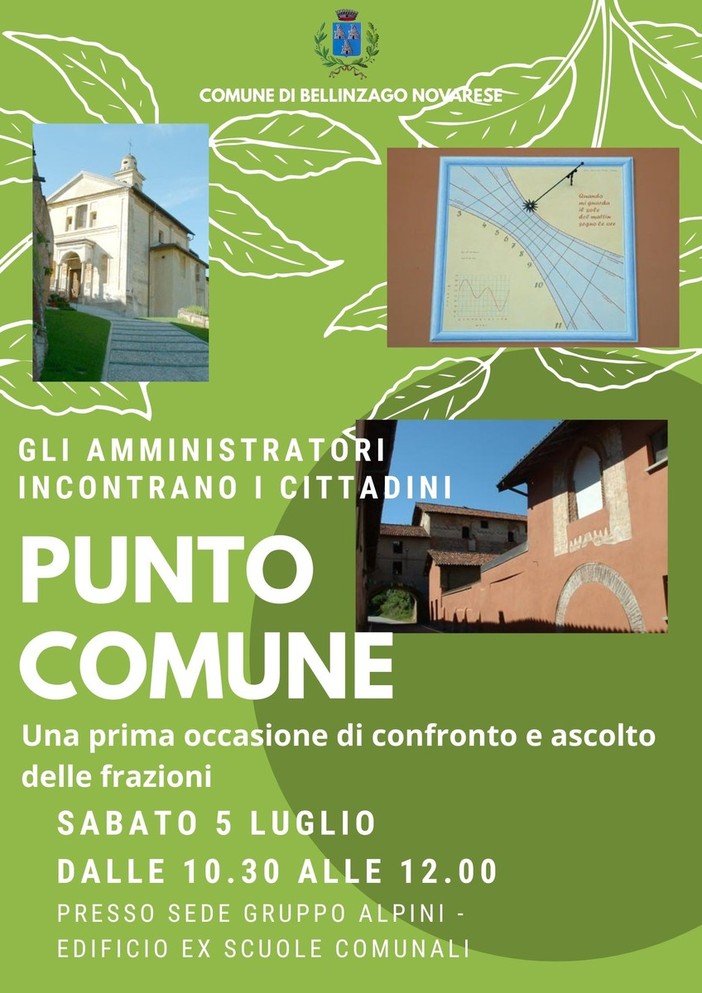 Bellinzago Novarese, al via gli incontri con i cittadini: sabato 5 luglio prima tappa a Cavagliano