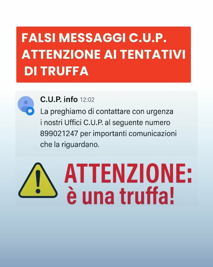 Allarme truffe via Sms: falsi messaggi a nome del Cup
