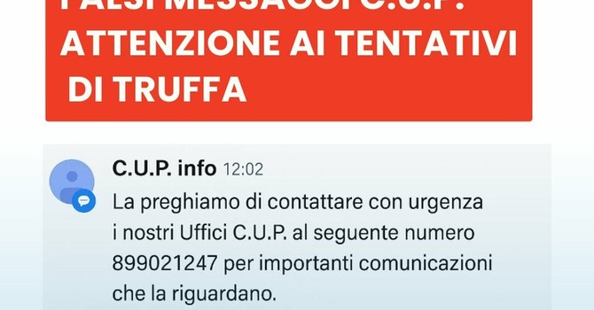 Allarme truffe via Sms: falsi messaggi a nome del Cup