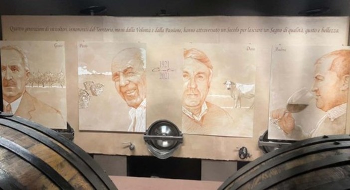 Disegno realizzato dal pittore Massimo Ricci in occasione dei cent'anni della cantina Disegno realizzato dal pittore Massimo Ricci in occasione dei cent'anni della cantina