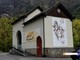 La partenza della funivia a Goglio sulla quale spiccano i dipinti di Angelo Del devero