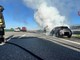 Incendio auto in A4, intervento dei Vigili del Fuoco di Novara