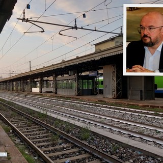 La linea ferroviaria del Sempione e nel riquadro il senatore Enrico Borghi