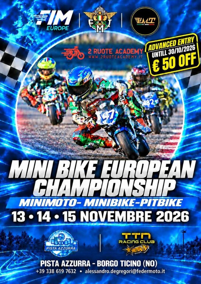 Borgo Ticino ospita la finale del Campionato Europeo Mini Bike: tre giorni di sport alla Pista Azzurra