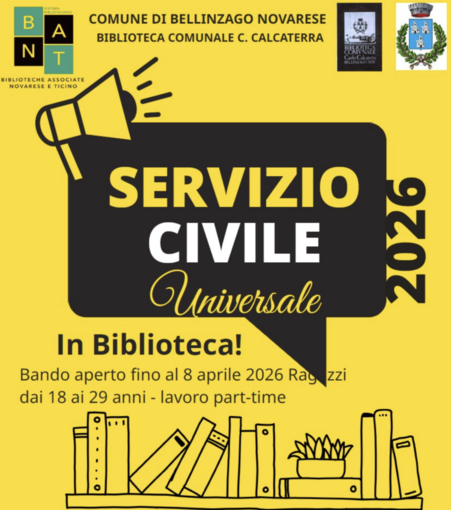 Servizio Civile Universale 2026: un’opportunità alla Biblioteca Calcaterra di Bellinzago