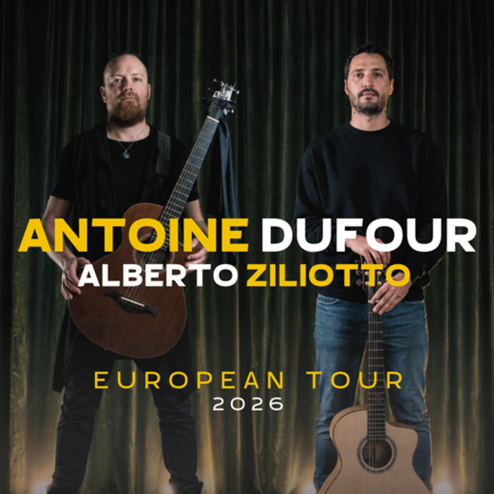 Il virtuosismo della chitarra fingerstyle a Borgomanero: al Teatro Rosmini Antoine Dufour con Alberto Ziliotto