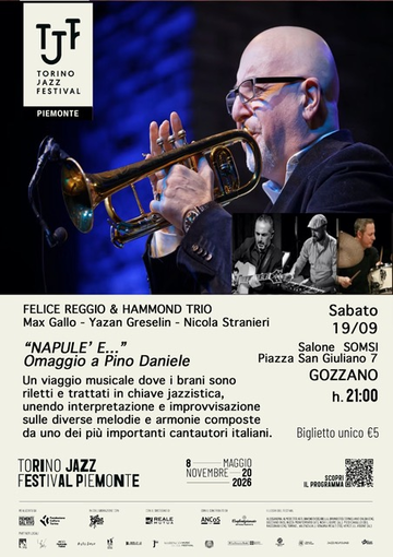 Gozzano celebra Pino Daniele in chiave jazz: alla Somsi il concerto di Felice Reggio e Hammond Trio