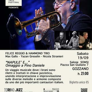 Gozzano celebra Pino Daniele in chiave jazz: alla Somsi il concerto di Felice Reggio e Hammond Trio